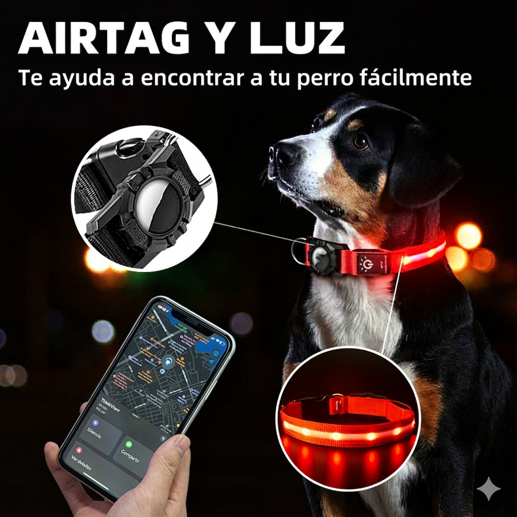 Collar Ultra-Guard LED Pro: Impermeable y Compatible con AirTag